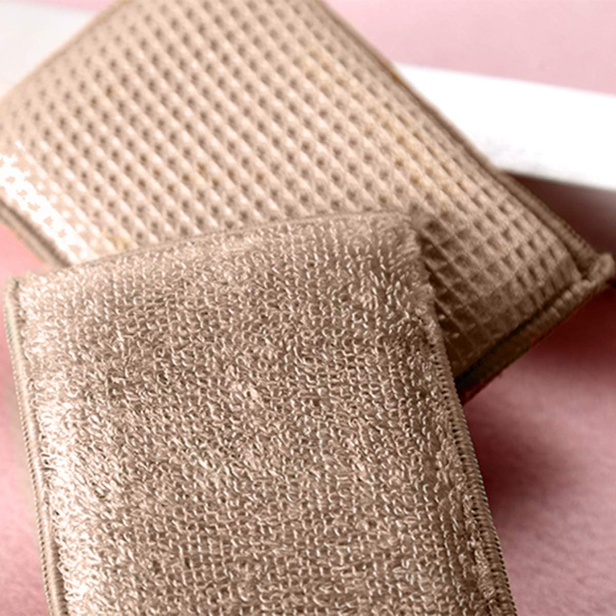 Crazy Deals KMAKII Bamboo Kitchen Sponges Dish Sponges Natural Cleaning Sponges Beige 6 Pack