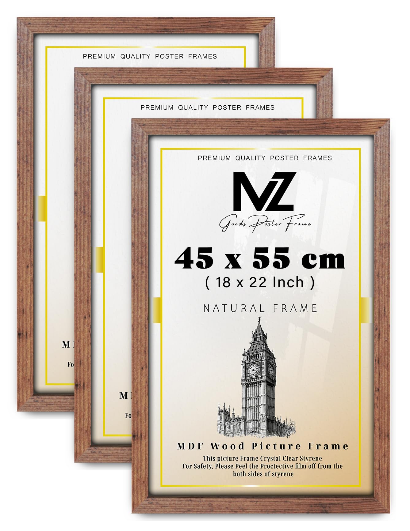 MZ GOODS pack of 3 Rectangle (45 x 55 CM) Eton Wood Rustic Frame – 18 x 22 Frame | Special Occasions 45 x 55 cm [ Rustic ]