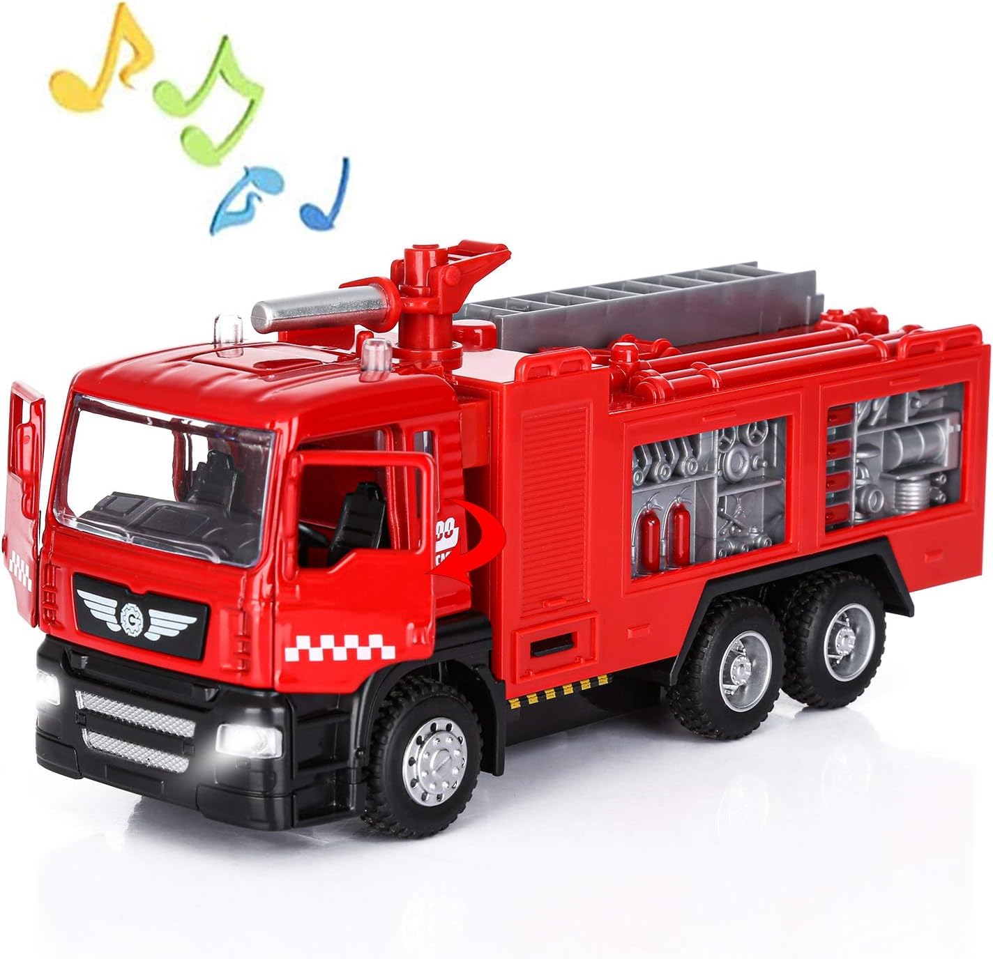 P PAYTAG Micro Fire Truck with Light and Sound Toy Truck for Boys 3 4 5 ...