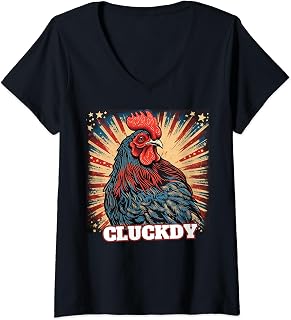 Americana Cluckdy Tee USA Flag: Chicken Pride Howdy V-Neck T-Shirt