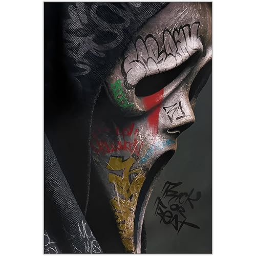 Vintage Halloween Canvas Poster Horror Scream Ghost Wall Art Dark Academia Gothic Spooky Aesthetic Prints Painting For Living Room Bedroom Apartment Wall Decor 12x16in Unframed