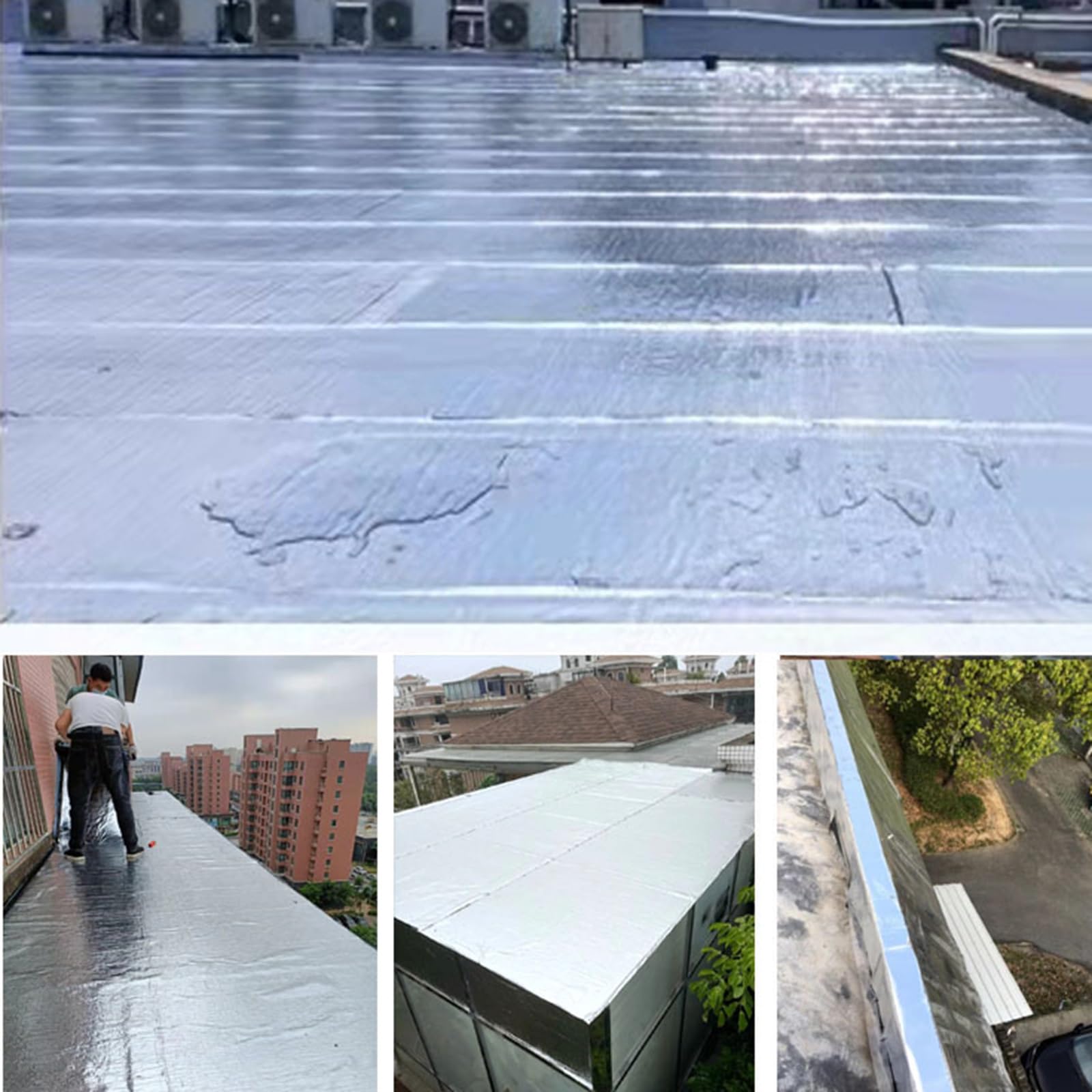 Cintae de Reparación de Tejados，Negro Rollo Adhesivo de Tela Asfáltica，Cinta Asfaltica Autoadhesiva,Cinta de Butilo Impermeable，para Reparación Techos,Goteras,Grietas(THK1.2mm/W0.3*L5m)