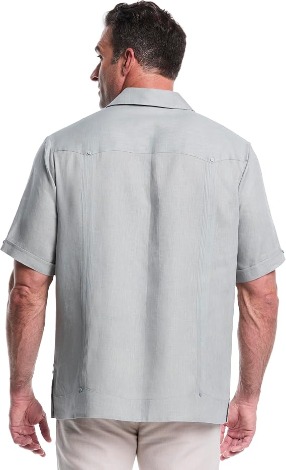 Cubavera Men's 100% Linen Four-Pocket Short Sleeve Button-Down Guayabera Shirt (Size Small - 5X) Button Down Shirt (Pack of 1)