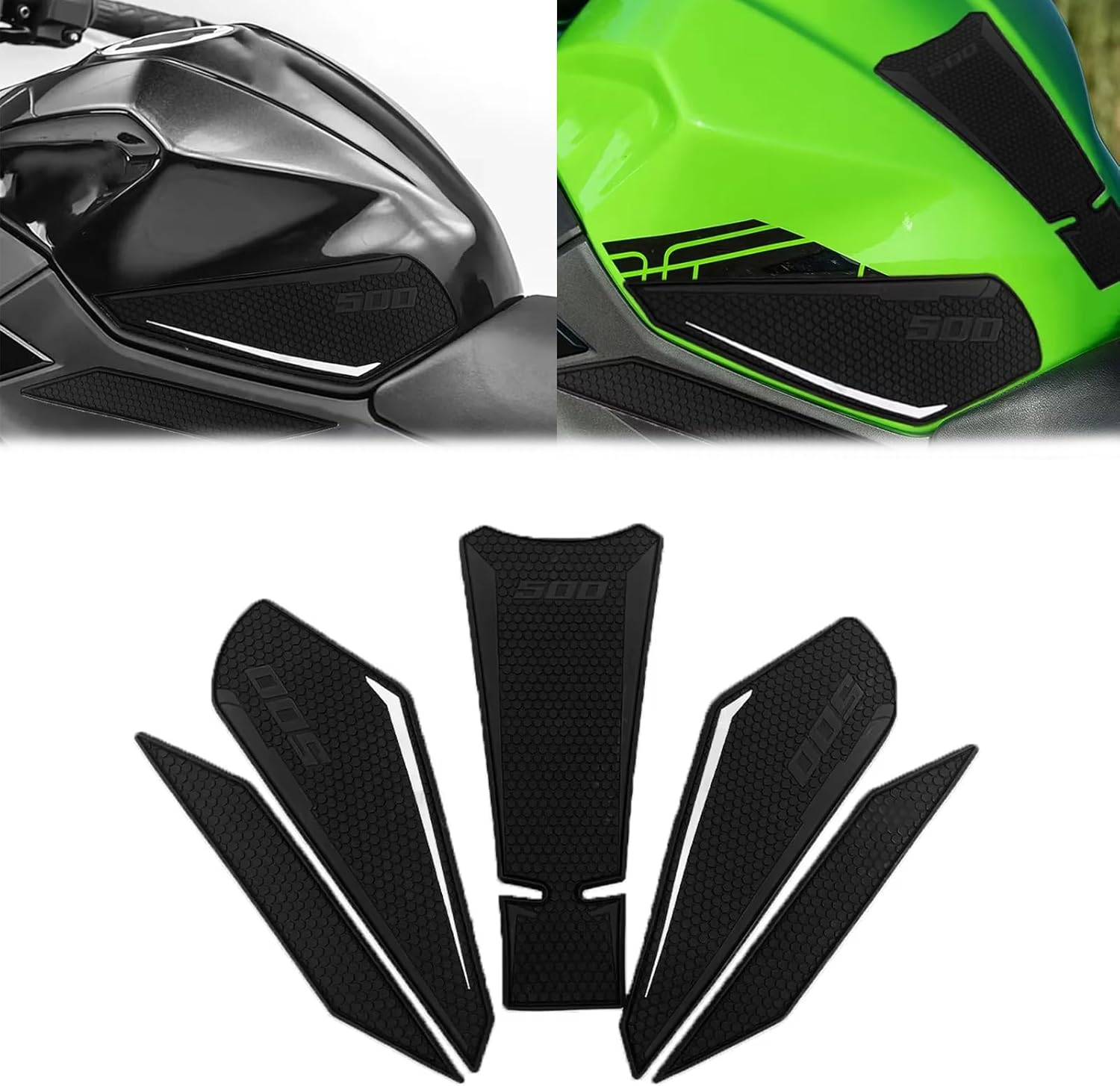 Suitable for Ninja500 Z500 Motorcycle Luminous Rubber Tank Pad Non-slip Fluorescent Knee Grip Sticker NINJA 500 Z500 Sticker 2024