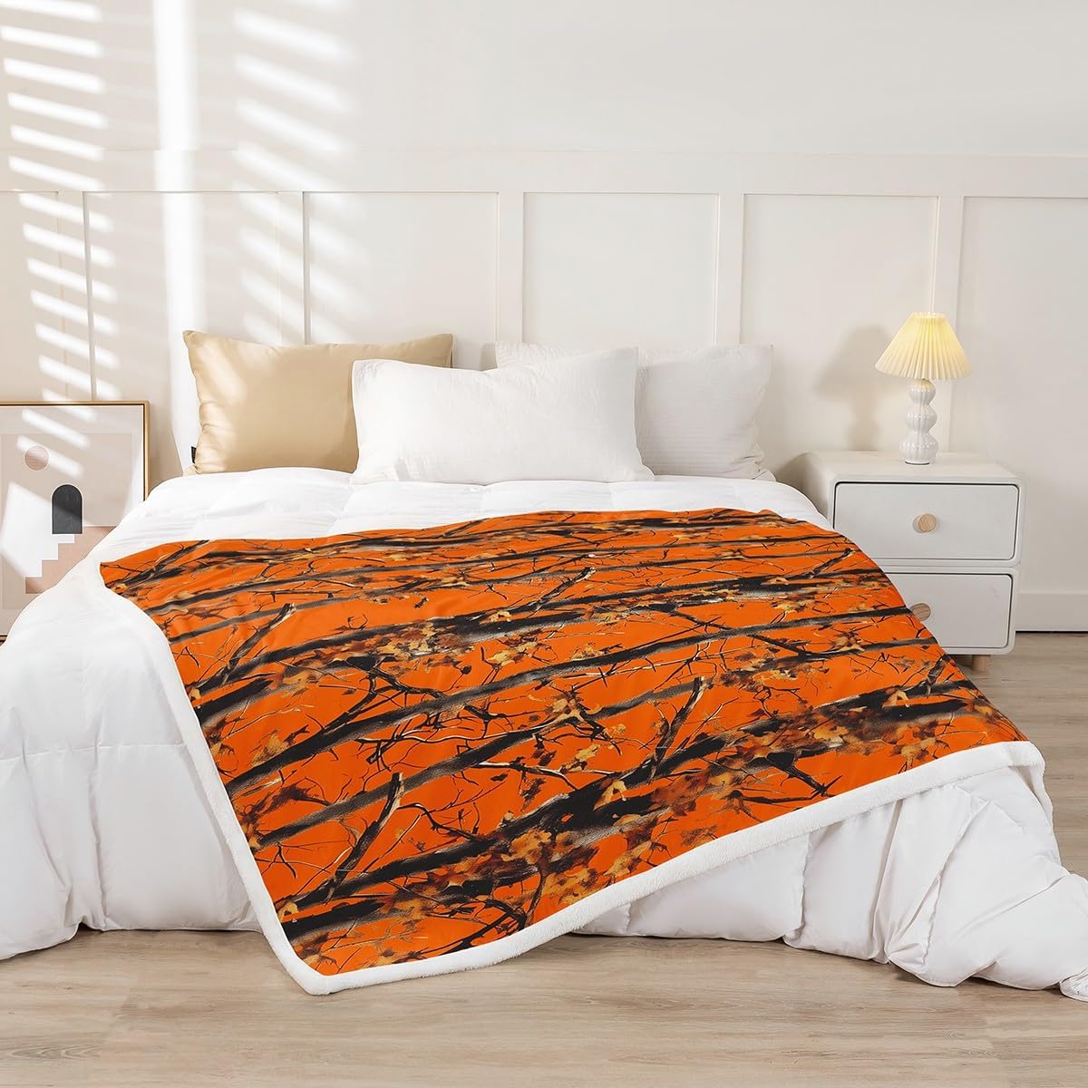 Erosebridal Orange Camo Fleece Bed Blanket Baby 30"X40" Forest Camouflage Sherpa Blanket Rustic Farmhouse Cabin Throw Blanket for Kids Adults Men,Country Woodland Hunting Theme Fuzzy Blanket - Image 2