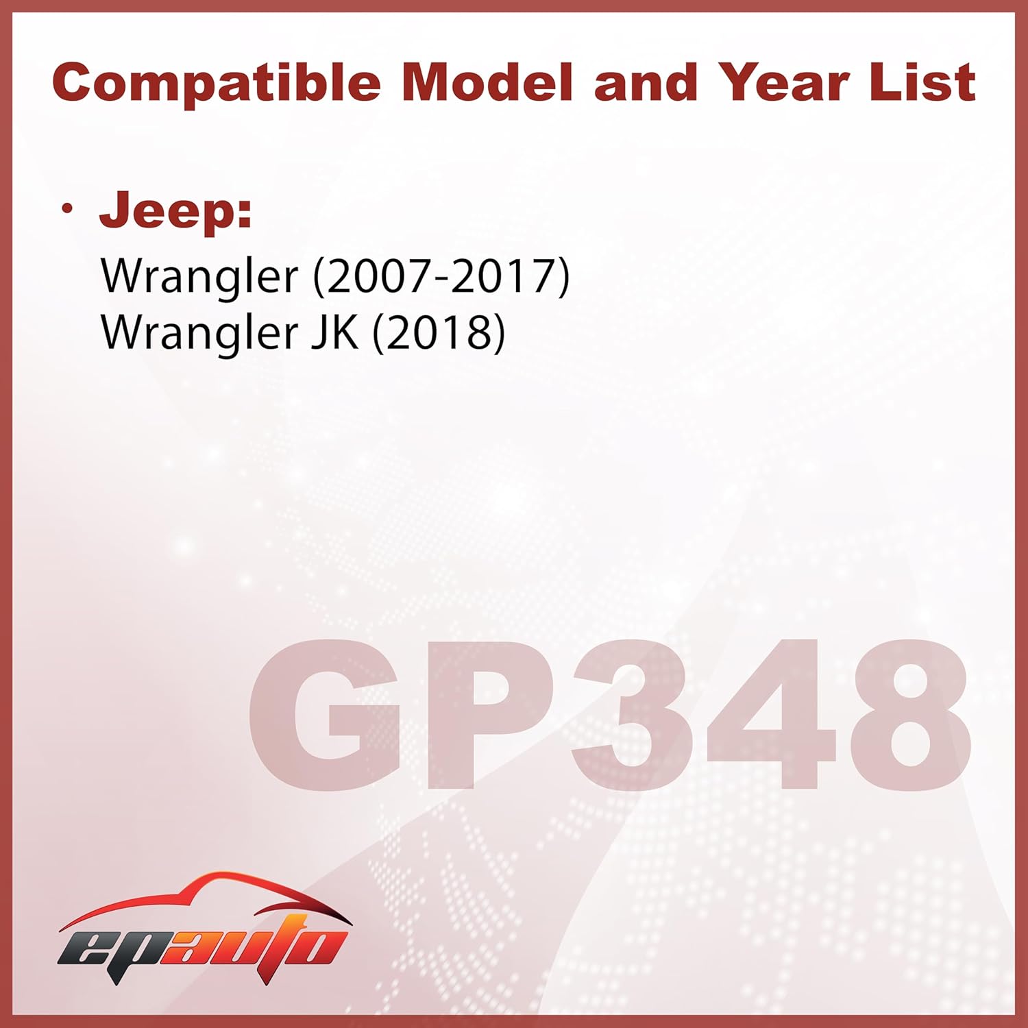 EPAuto GP348 (CA10348) Engine Air Filter Replacement for Jeep Wrangler (2007-2017), Wrangler JK (2018)