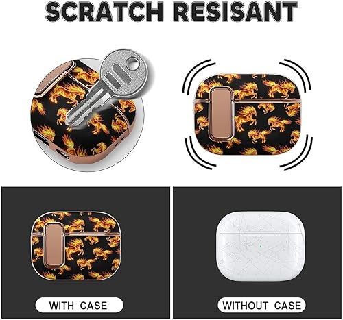 Miniatura 3 de Headphone Cover Compatible with Airpods Pro 2 Case Fire Horses, Plastic, with Lock, Shockproof Protective