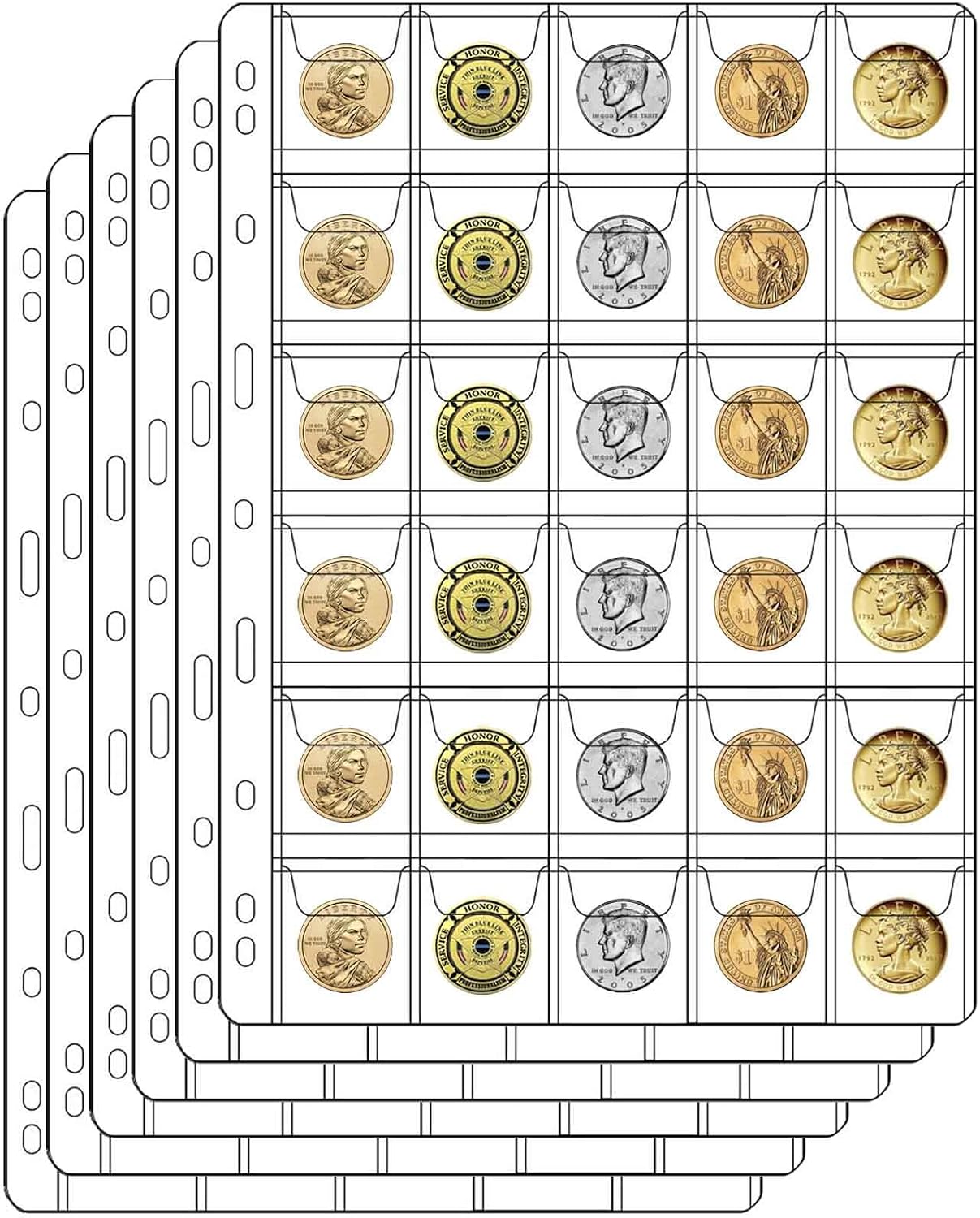 180 Pockets Coin Pages for Collectors, Coin Collection Page fit Most Binder
