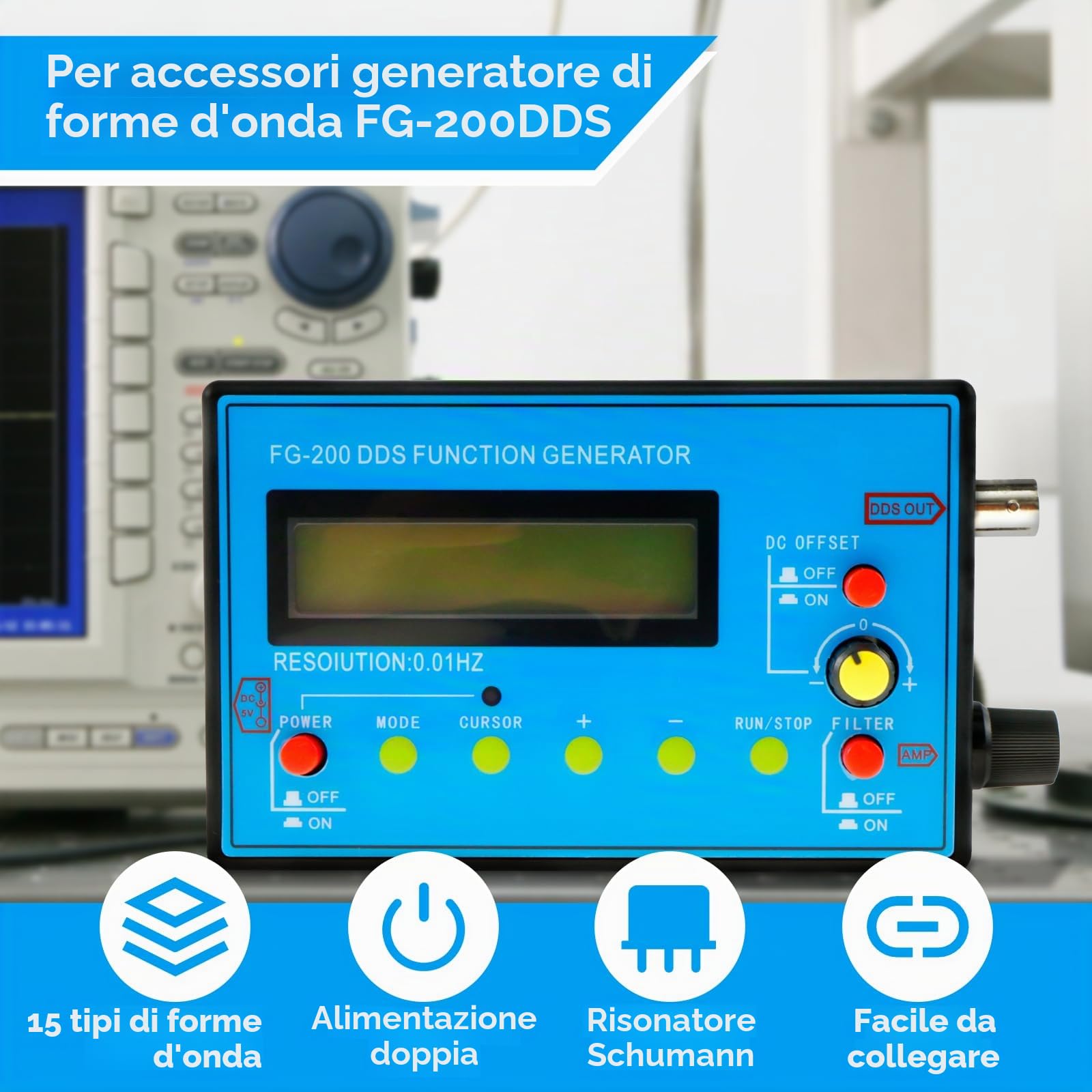 FG-200 DDS Generatore di Funzione 1-500kHz USB Ultra Precisione Stabilità 140 x 80 x 26 mm Generatore di Frequenza con Generatore di Onde Schumann Generatore di Segnale Generatore di Funzione