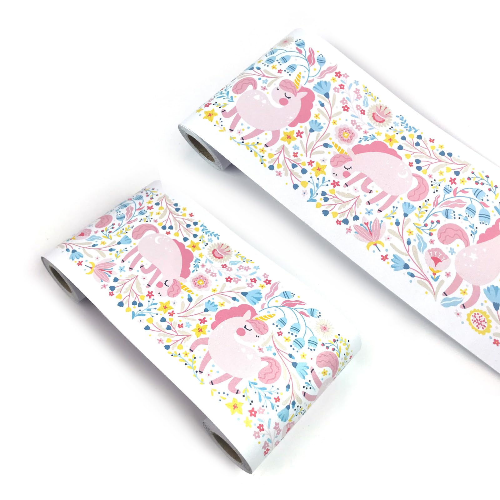 Visitryl Pink Unicorn Yx119 Self Adhesive Wallpaper Border Wall Tiles Decorative, Peel And Stick Wall Border Bathroom Stickers Cartoon Children's Room 12Cm X 1000Cm