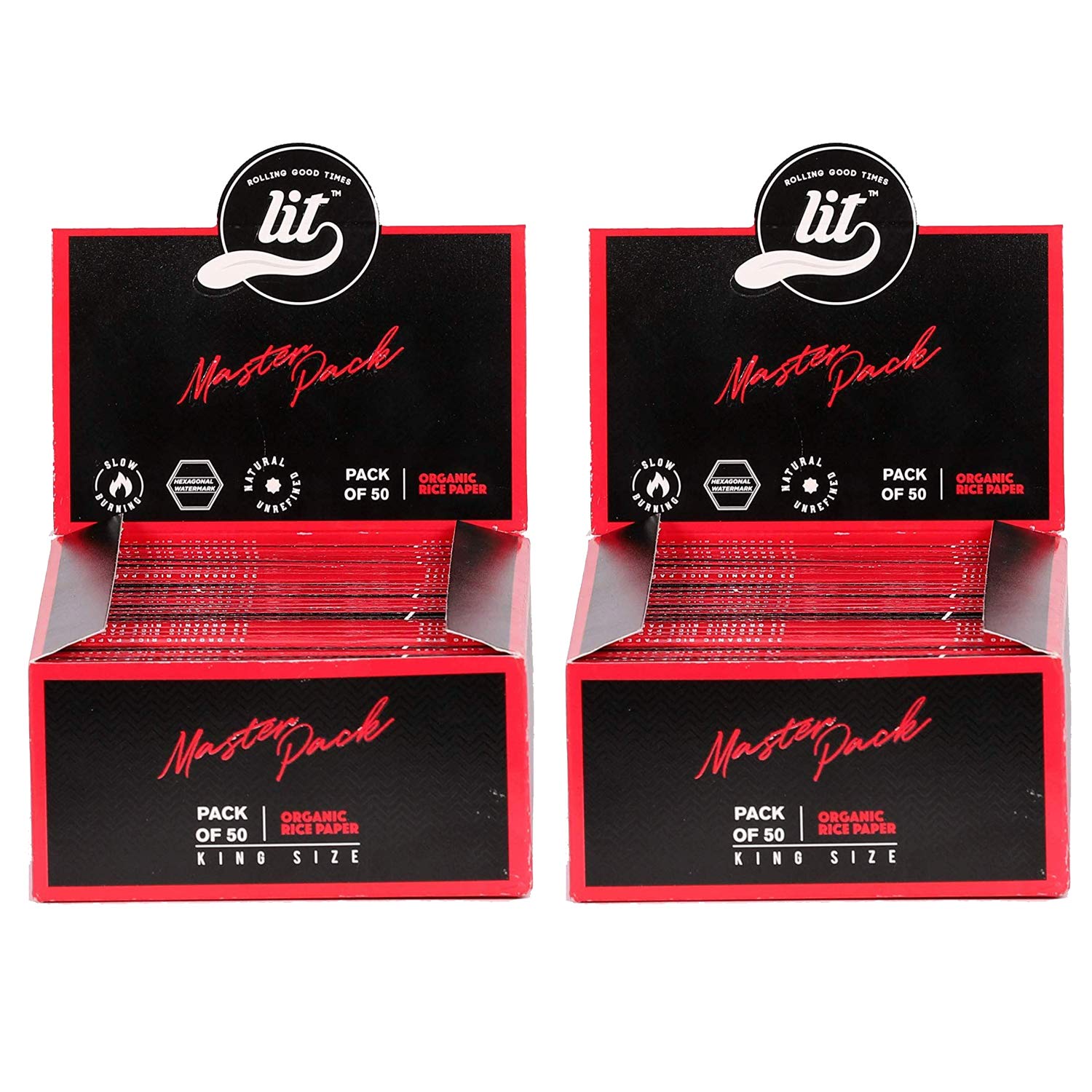 LIT Master Pack King Size Ultra Thin White Rolling Paper (Pack of 2 Sets of 5 booklets)