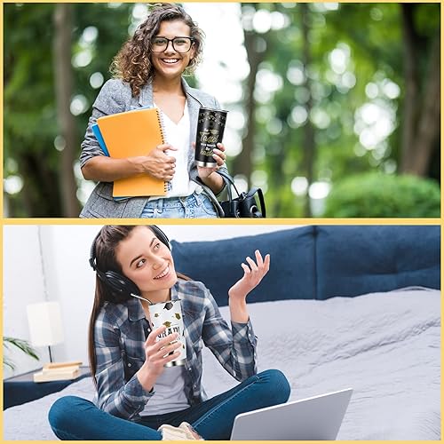 Miniatura 6 de Regalos de graduación para maestría, vaso de graduación de 20 onzas con tapa, taza de café aislada de acero inoxidable con popote y cepillo,
