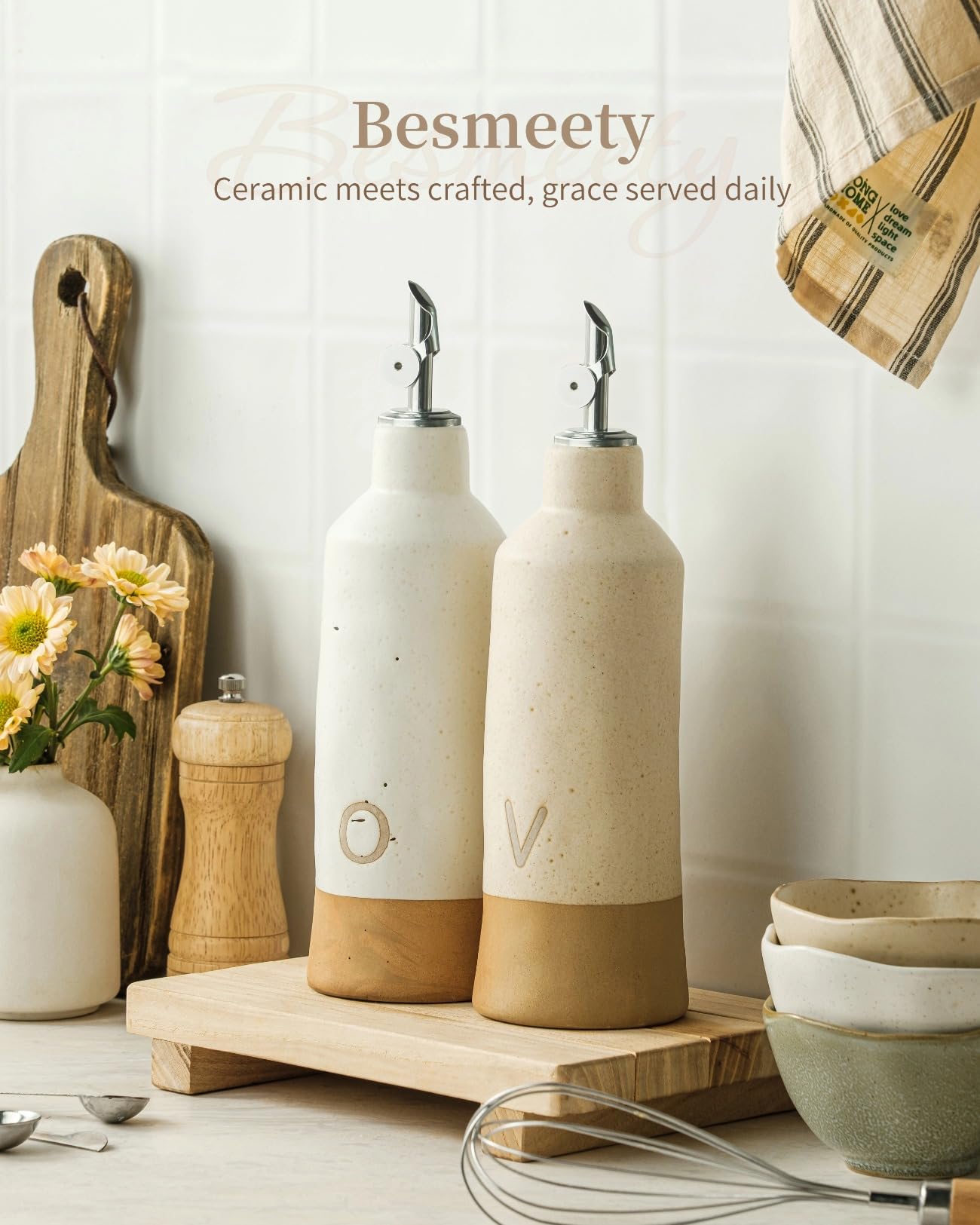 Besmeety Juego de dispensador de aceite y vinagre