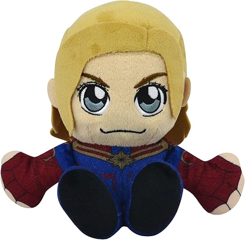 Marvel Captain Marvel Kuricha - Peluche sentado de 8 pulgadas, juguete suave inspirado en Chibi