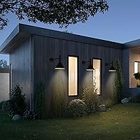 Vista 2 de Lámpara de granero de cuello de cisne negro satinado de 19 pulgadas con brazo de extensión largo de 15 pulgadas, aplique de pared de granja