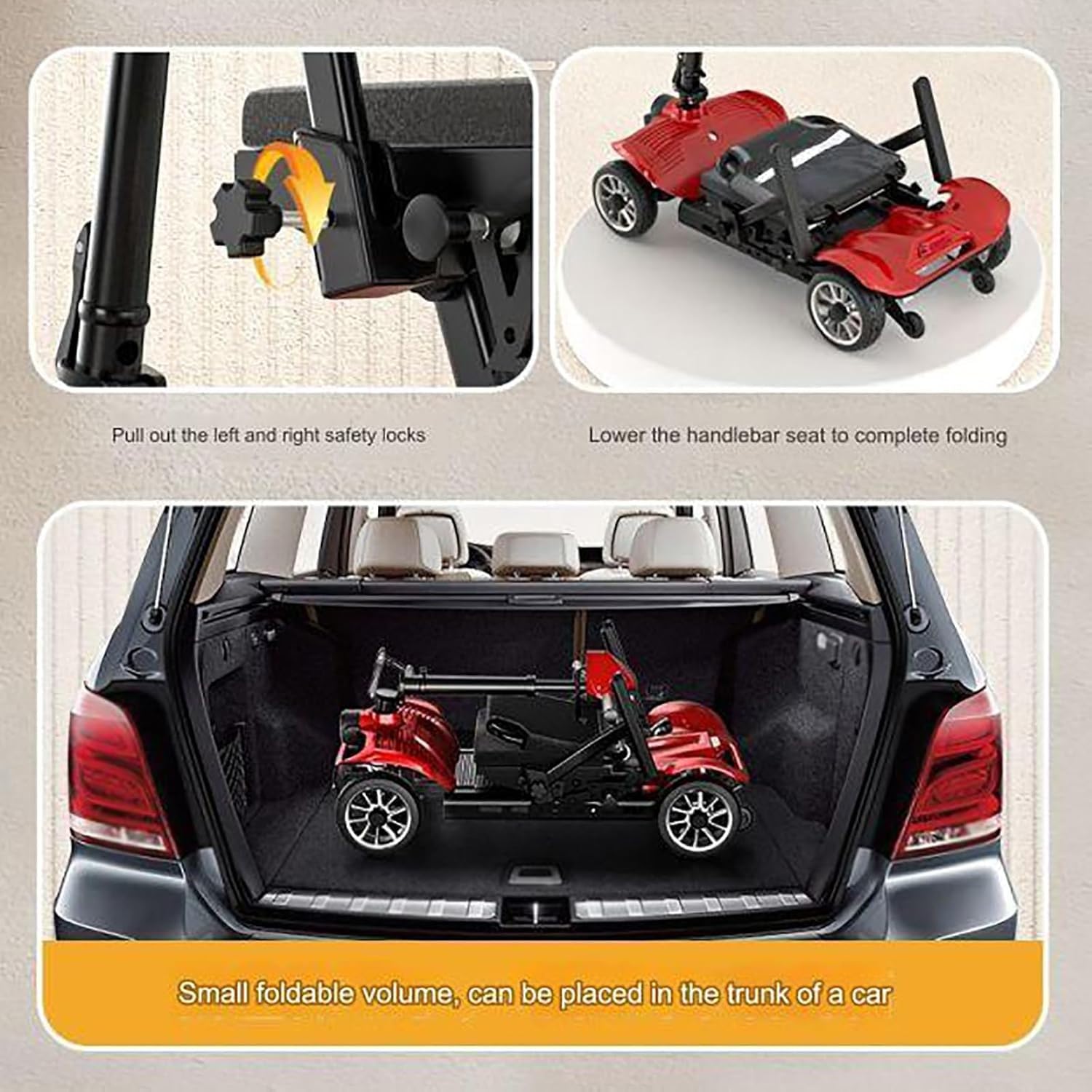 Scooters De Mobilité À 4 Roues pour Adultes, Appareil pour Fauteuil Roulant Électrique, Batterie Au Lithium 24 V/12 Ah, Scooter Motorisé Tout Terrain Léger, Portable Et Compact