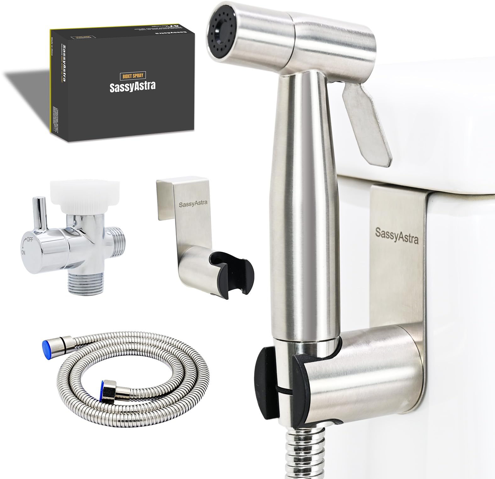 Handheld Toilet Bidet Sprayer Adjustable Water Pressure with Hose Feminine Pet Wash Kit Bathroom Hygiene Attachment for Cloth