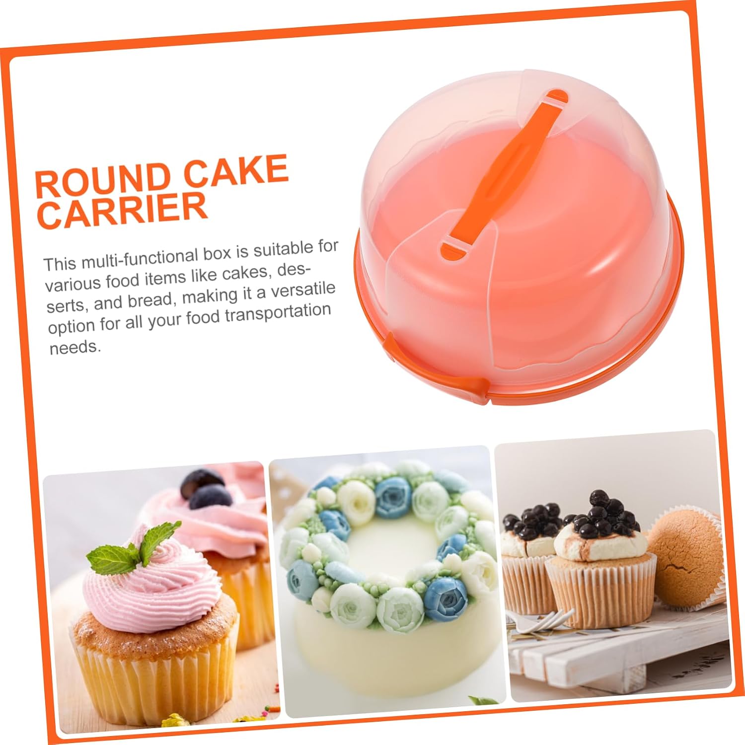 COLLBATH Handheld Cake Carrier Cake Storage Box with Lid Versatile Dessert Container