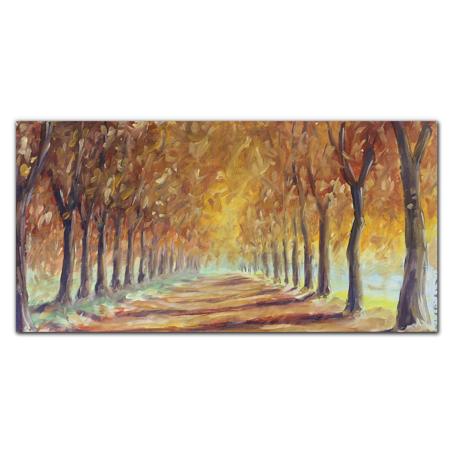 Crédence de cuisine en verre trempé 120x60 cm motif parc automne