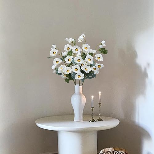 Miniatura 5 de NAHUAA Plantas de flores falsas, 6 tallos de vegetación artificiales, arbustos de gloria matutina, plantas de exterior artificiales para porche