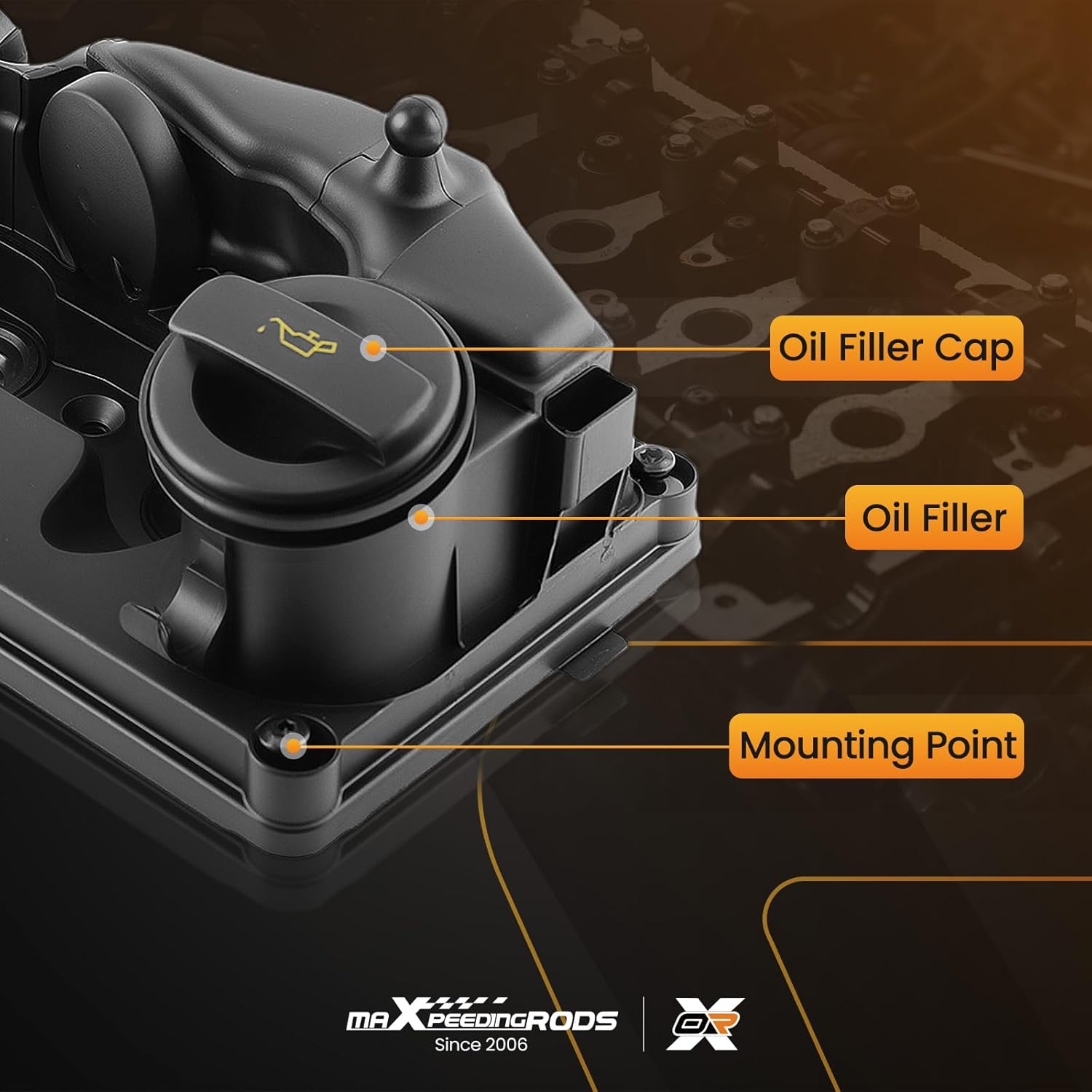 maXpeedingrods Engine Valve Cover for VW BEETLE 2012-2016, for CADDY 2011-2016, for PASSAT CC 2009-2017, for GOLF 2009-2014 Replacement V10-4473 03L103469R