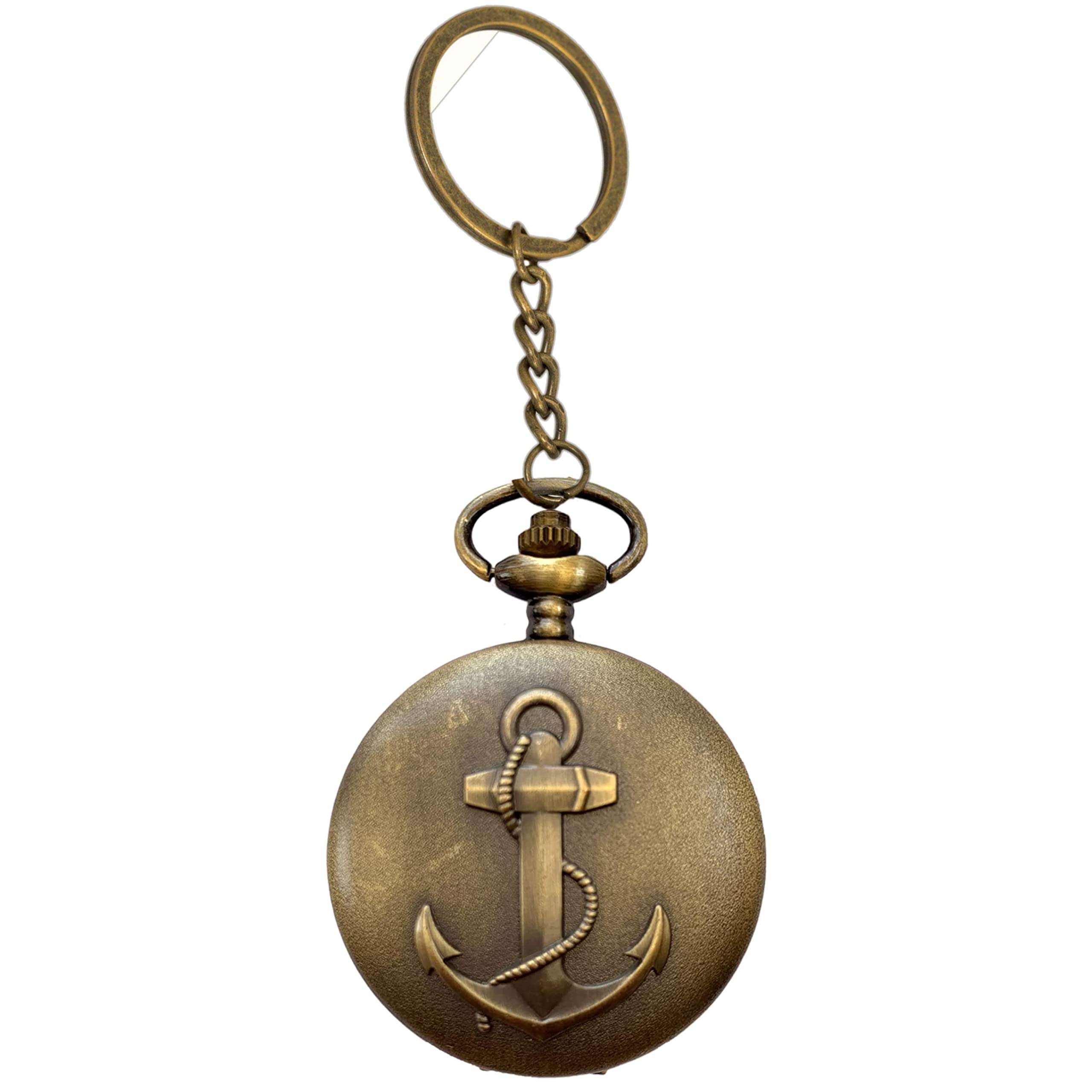 Seven Square Premium Retro Vintage Classic Design Bronze Pocket Watch with White Dial Antique Stainless Steel Metal Keychain with Key Ring Anti Rust Gift for Men & Women (Anchor) (B0BNTPPXC5) Amazon Price History, Amazon Price Tracker