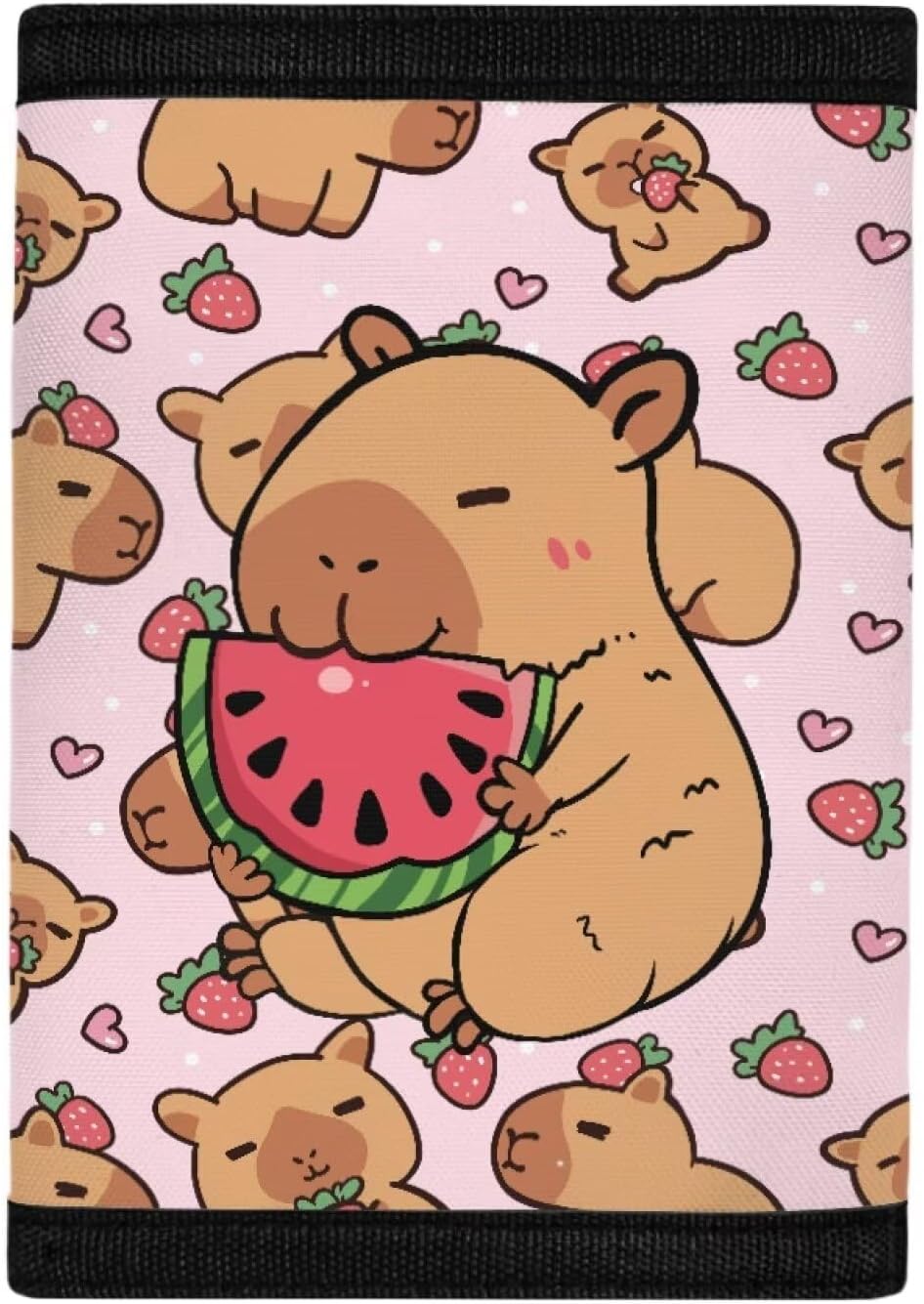 Cute Capybara Kids Wallet for Girls, Foldable Trifold Sports Wallet with Coin Pocket, Cute Canvas Wallet for Ages 4-14