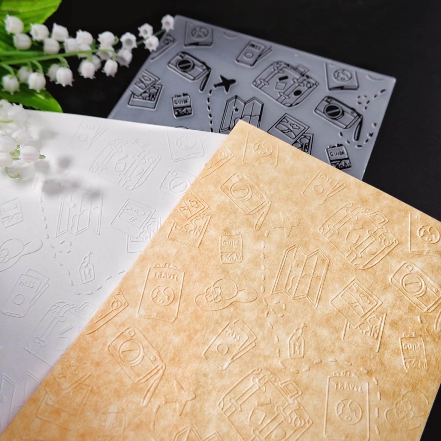 Traveling Embossing Folders for Card Making Holiday Journey Embossing Folder for Gift Tag Paper Crafting Home Decoration A6 Size