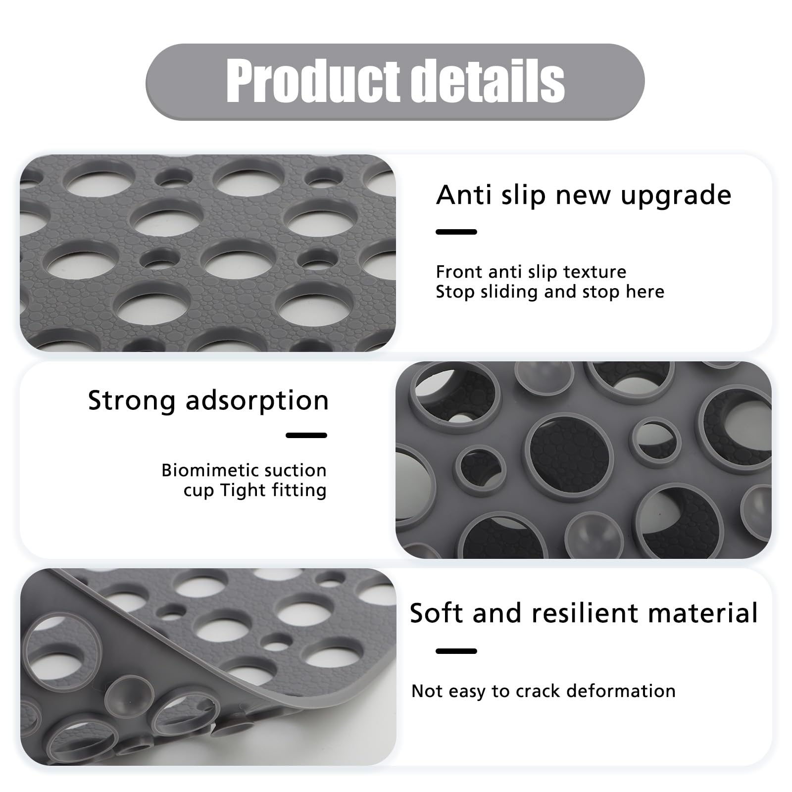 Tapis De Douche Antidérapant PVC Avec Ventouses - Lavable En Machine Pour Baignoire Et Salle De Bain