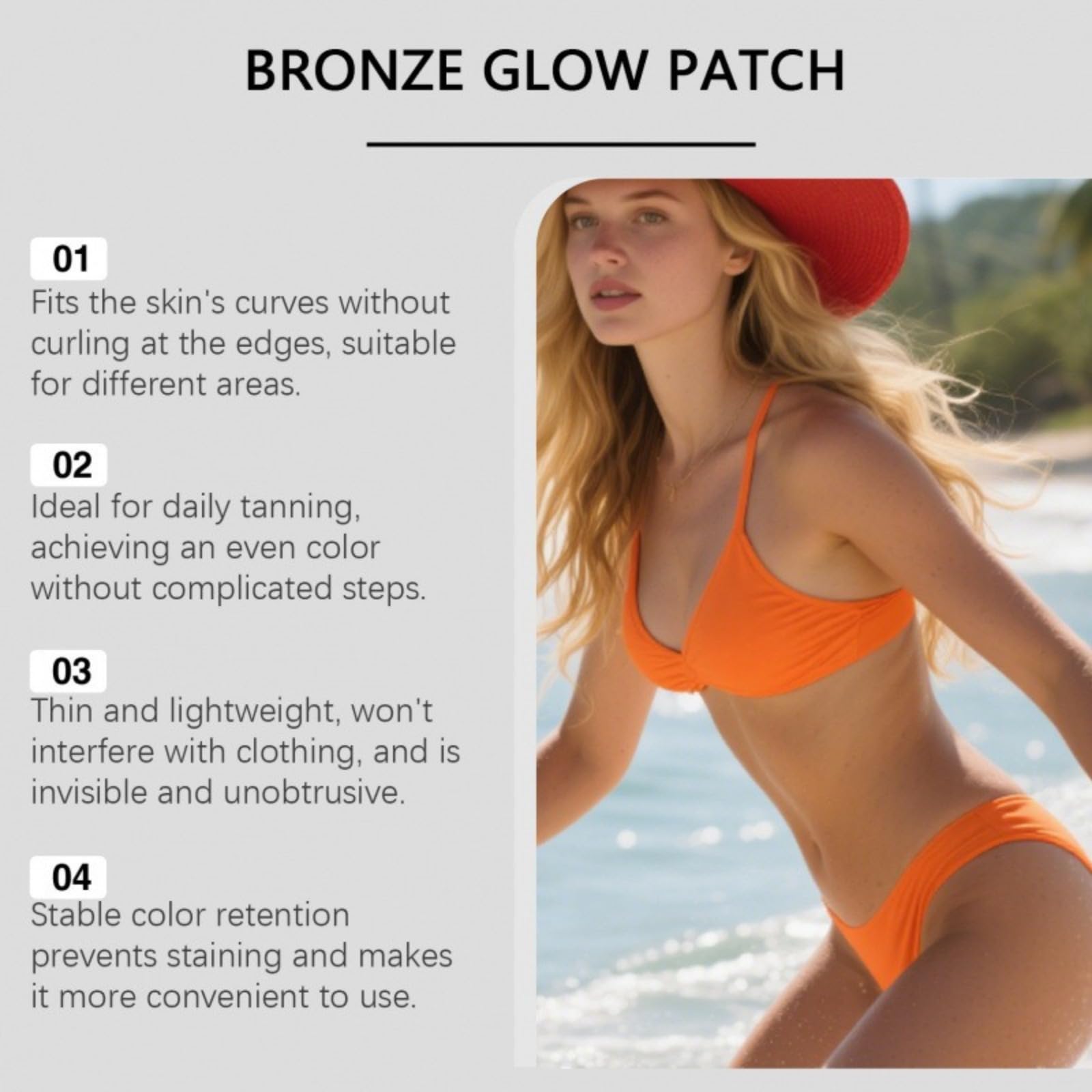 Parche autobronceador en Microneedles, pegatinas de bronceado sin sol para obtener una piel oscura y uniforme, parche de bronceado práctico para usar en casa para el cuidado de la piel