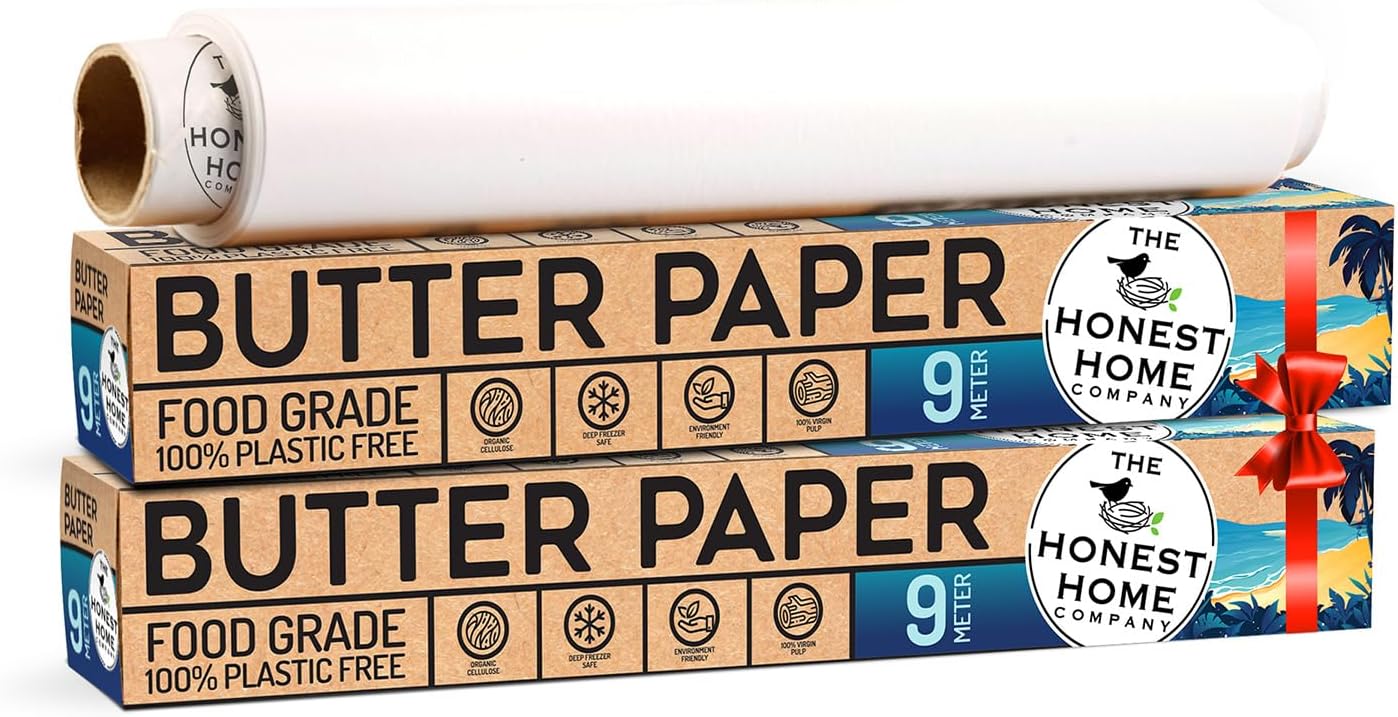 Co.| Butter Paper Roll, 18 Meters, 40 GSM | FDA Approved | 100% Non - Coated | Pack of 2 (9M + 9M)