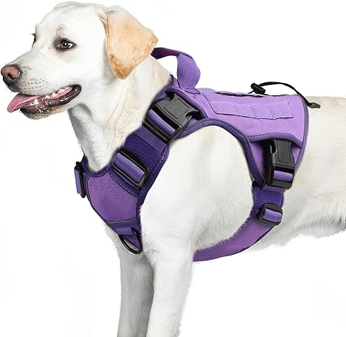 WINGOIN Arnés táctico para perros pequeños, sin tirones, ajustable, reflectante, K9, arneses militares, con asa, hebillas de metal para caminar,