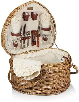 Insulated Cooler Bag Picnic Basket Outdoor Camping Picnic Bag Heart-Shaped Picnic Basket Rattan Wicker Storage Basket Foldable Double Handle Design