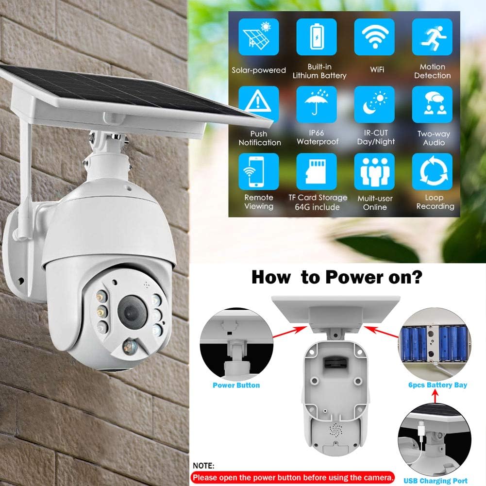 Cheapest 🛒 Wireless Security Camera Outdoor, WiFi Pan Tilt Spotlight Solar Battery Powered IP Camera 1080P with Color Night Vision, PIR Motion Detection, 2.4G WiFi, 2-Way Audio, Secure Cloud/SD Card Storage