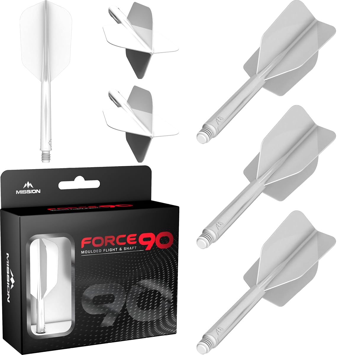 Mission Darts Force 90 Professional Dart Flights and Shafts Pack of 3, Slim