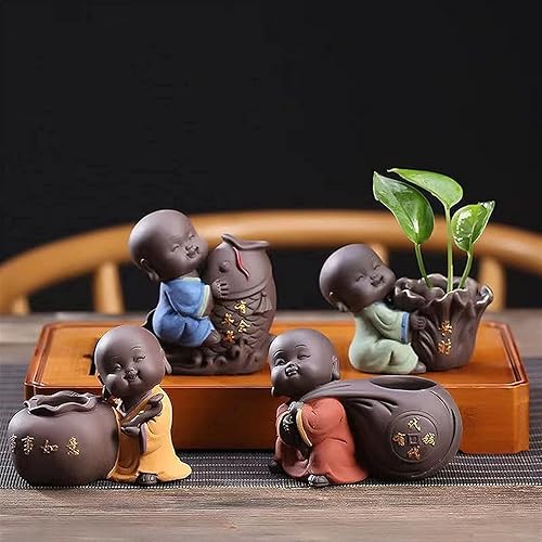 Miniatura 5 de Macetas de cerámica para exteriores, maceta de cerámica, escultura decorativa moderna, adornos para mascotas, estatua de Buda pequeña, figura de