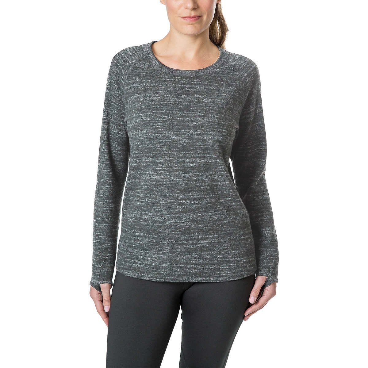 Kirkland SignatureLadies’ Crew Pullover (Large, Dark Gray)