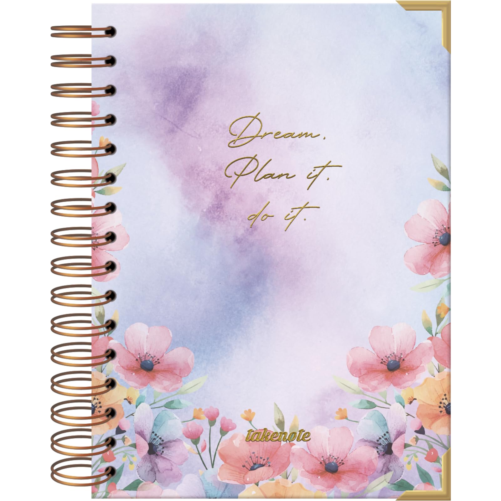Bullet Journal A5 - Dotted Notebook for Organization and Notes, Size 15.5 x 21.5 cm, Double Ring Binding (Wire’o), 192 Pages, Thick 100 g/m² Paper - Takenote Amapola