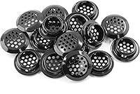 Vista 2 de Uenhoy 20 rejillas de ventilación de aire negras de 1 pulgada (0.984 in) circulares de ventilación de acero inoxidable, rejilla de ventilación