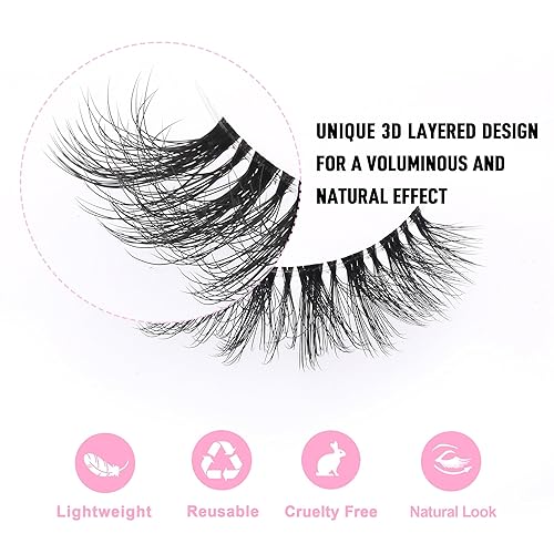Miniatura 4 de KSYOO Pestañas postizas, pestañas de ojo de gato, pestañas finas, banda transparente, pestañas rusas V1, pestañas de tira rusa que parecen