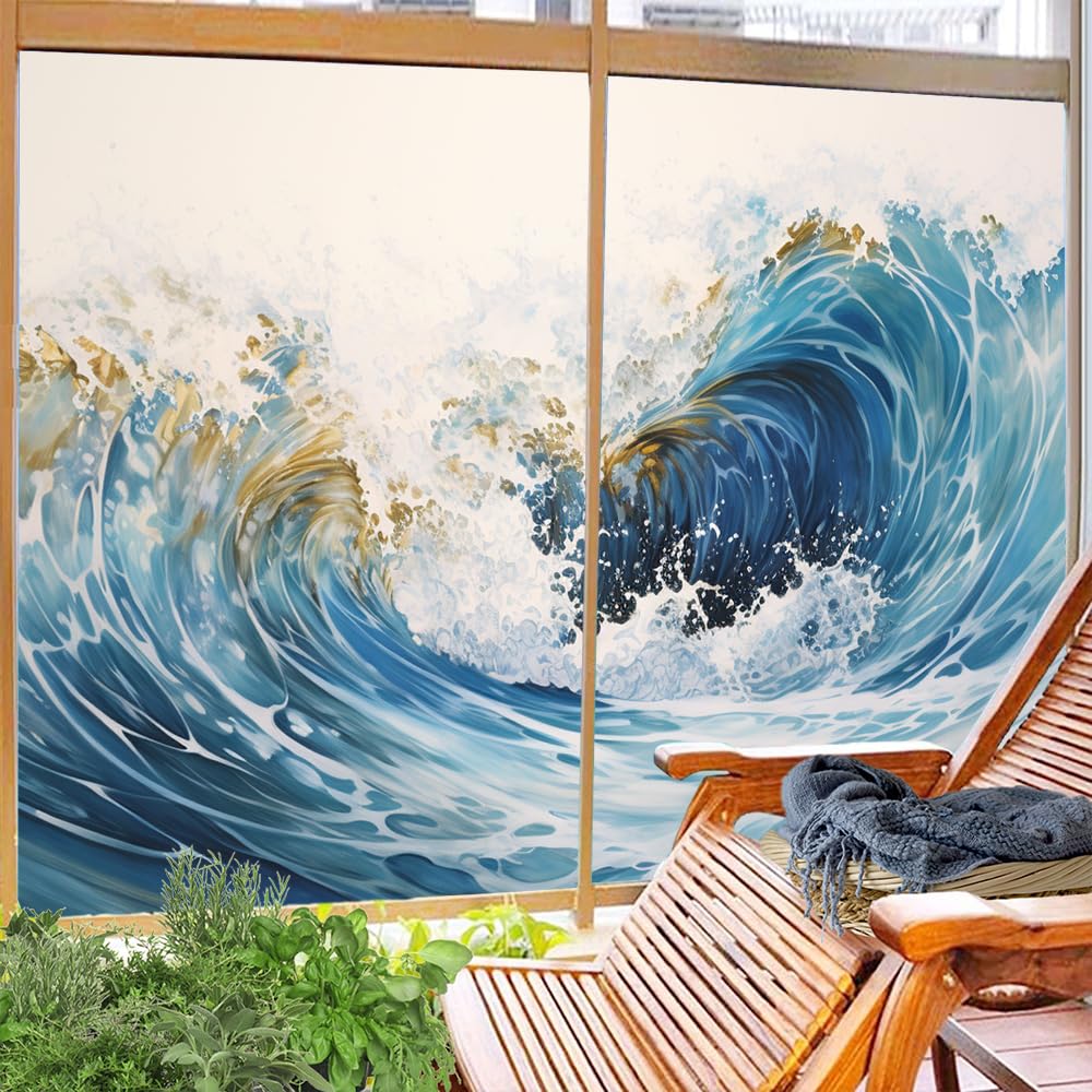 Amazon.com: Modern Waves Window Privacy Film Watercolor Beautiful