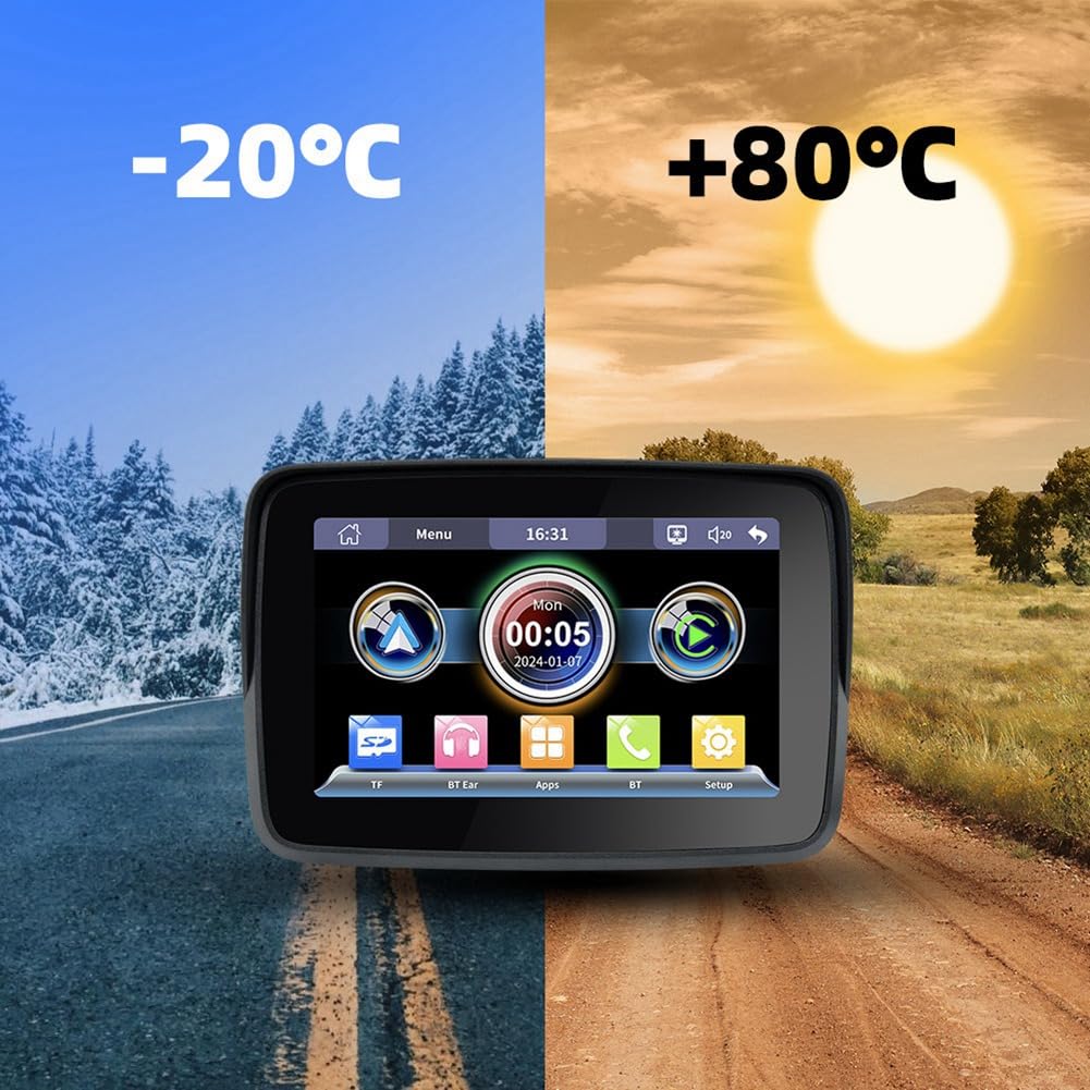 LIVASH Display Impermeabile 5 Pollici Motocicletta GPS Navigazione Wireless Android Carplay Auto