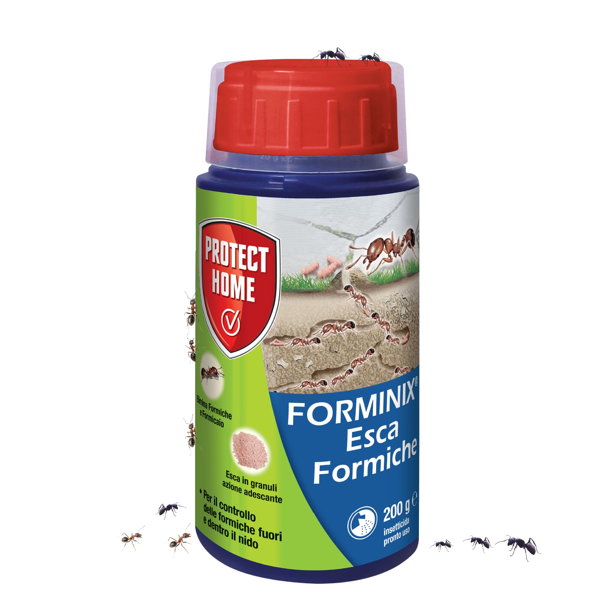Protect Home Forminix Esca Granulare, Veleno per Formiche Pronta all'Uso. Efficace, Elimina il Nido. Ideale per Ambienti Esterni come Terrazzi, Giardini,​Balconi. 200g
