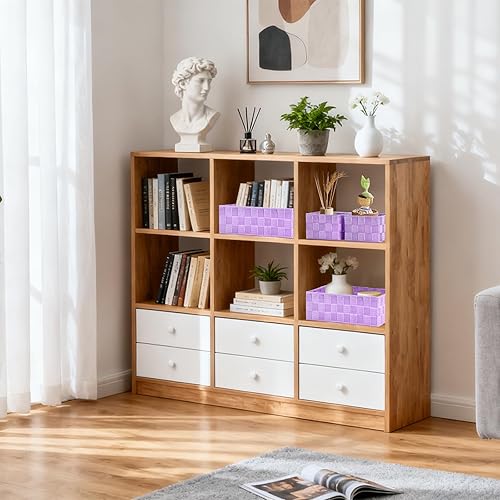 Miniatura 57 de Posprica Cestas de almacenamiento tejidas para organizar, pequeñas cestas negras de cubo organizador divisor para cajón, armario, estante, aparador,