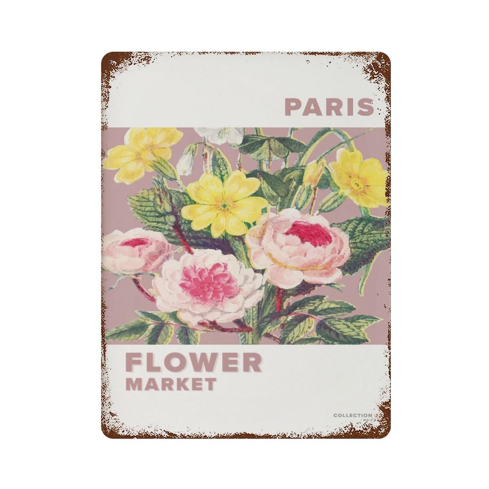 xiaoxiaoshen Paris Flower Market Floral Decor Wall Decor Art Metal Tin Poster Modern Home Decor Art Home Bar Shop Decorations Vintage Sign 40x30cm