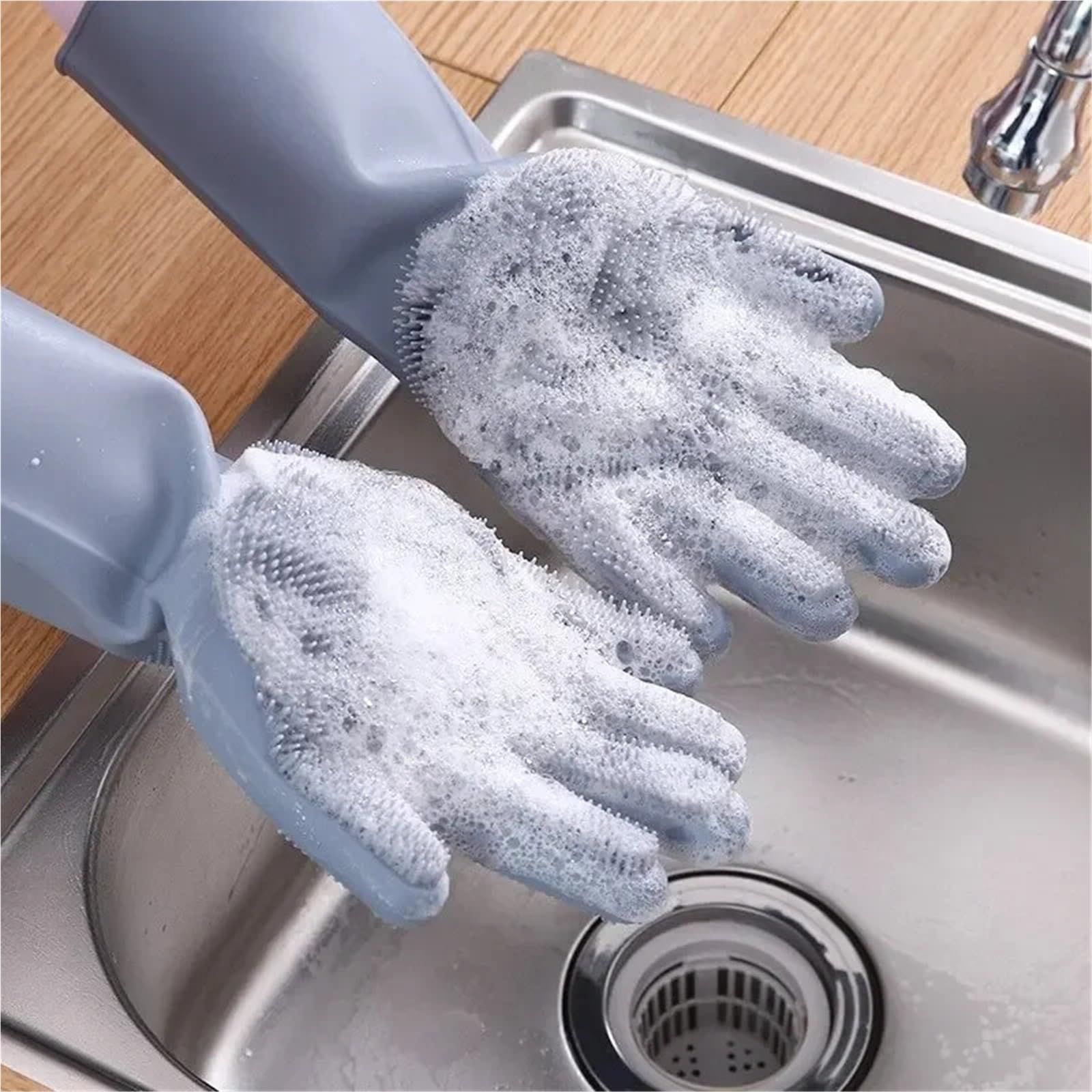 Guantes Limpieza Guantes for lavar platos (1-6 unidades), de silicona, multifuncionales, for limpieza del hogar, eliminan manchas, no grasosos y resistentes al calor