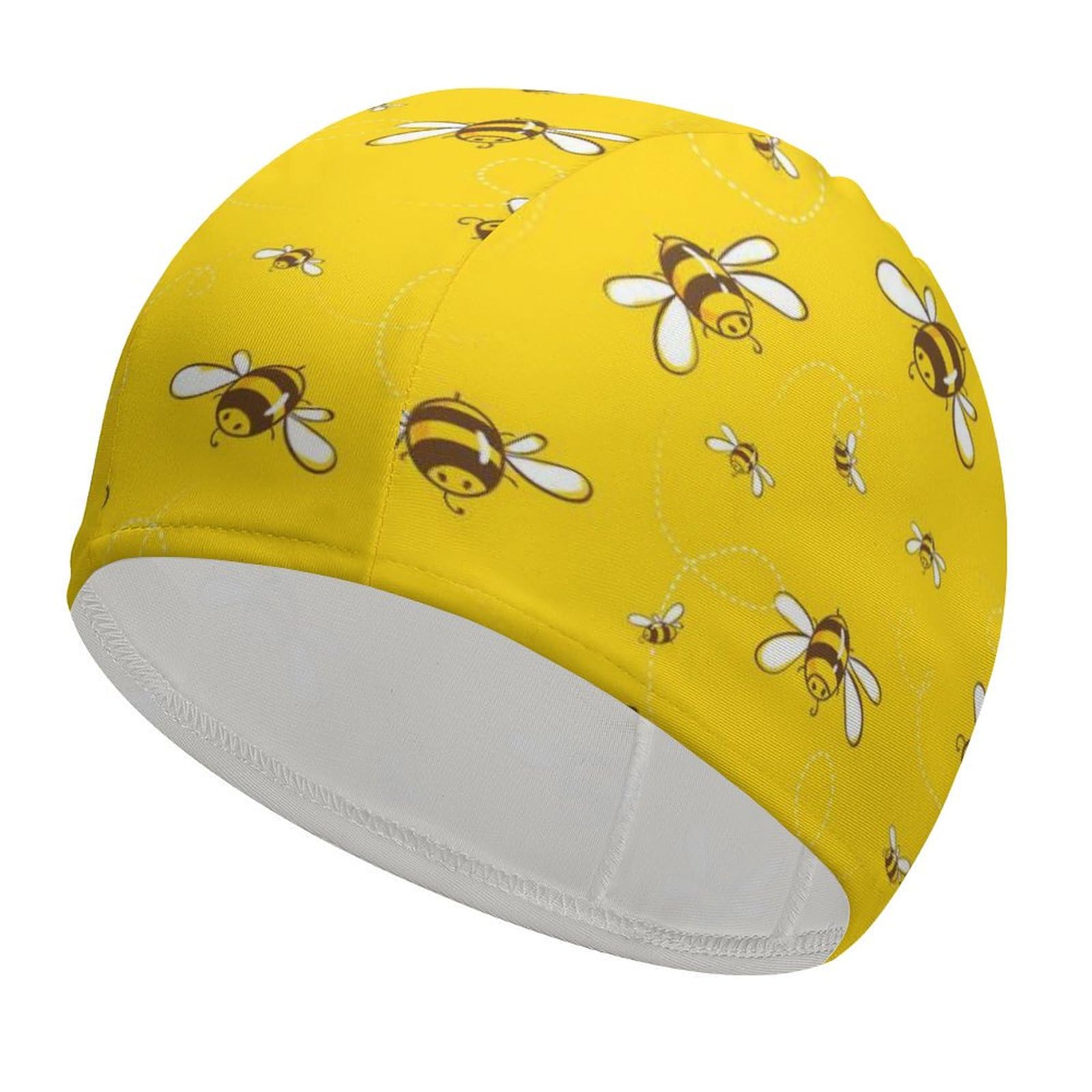 Cute Bee Funny Swim Cap for Adults Swimming Hat for Men Women Long And Short Hair