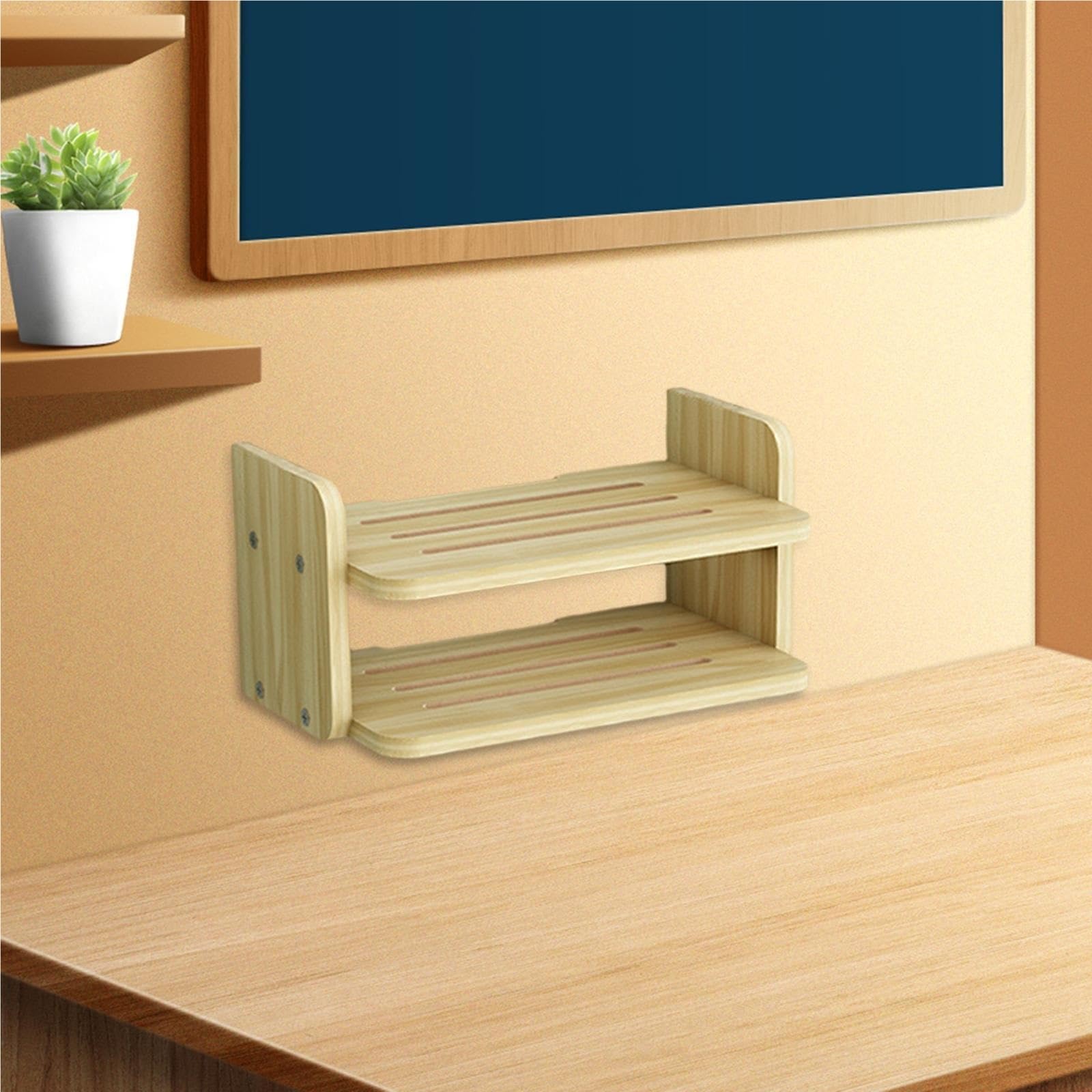 Wandmontiertes Bücherregal Bücher Regal Wand Halterung Zubehör Hängende Küche Schwimmende Regal Lagerung for Hause Spiele Konsolen Büro Badezimmer Für Schlafzimmer, Büro(Wood Color)
