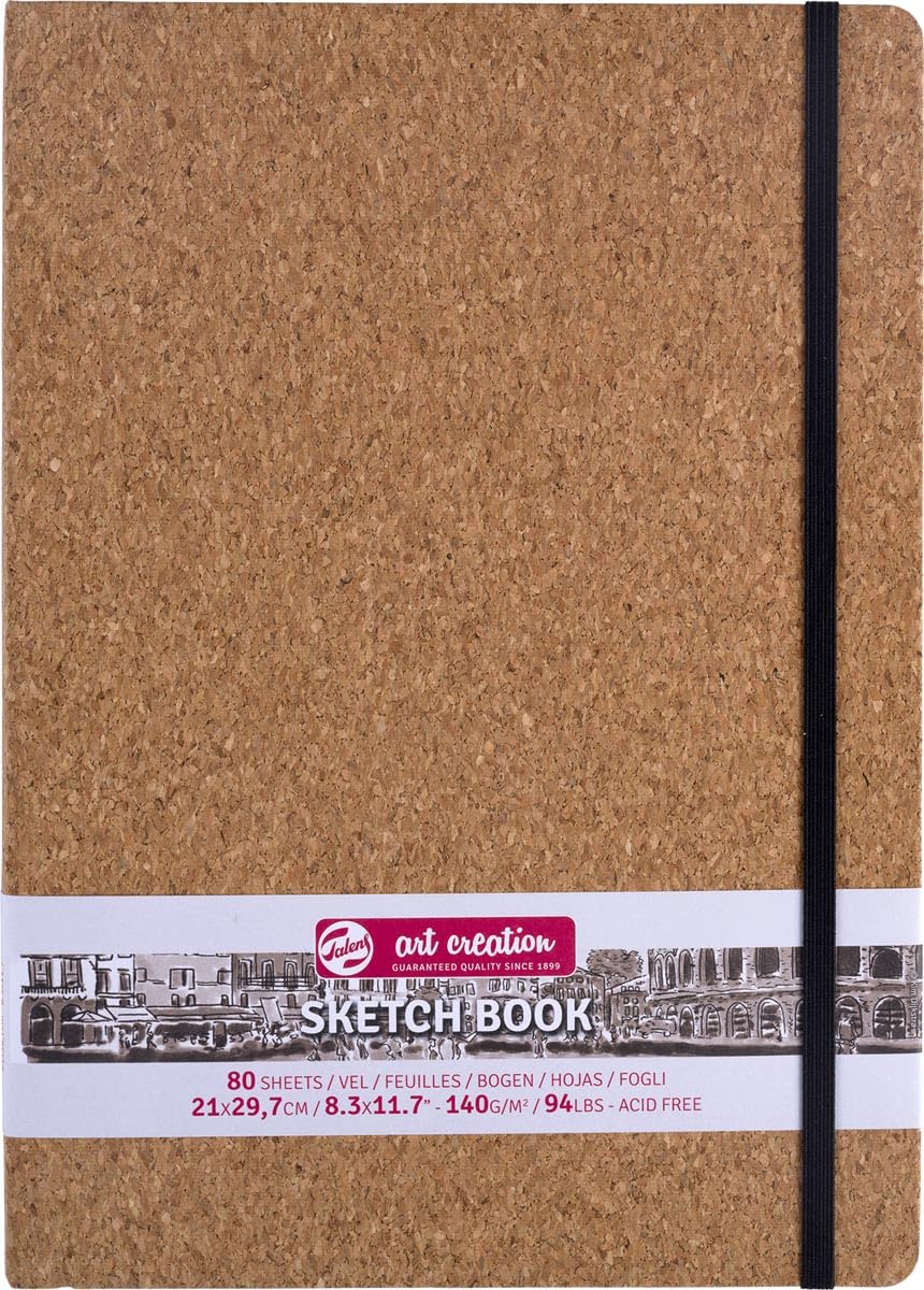Talens Art Creation - Sketchbook Cork 21x29.7 cm - 140 g/m² - 80 Sheets - Acid Free Paper for Drawing Writing journals and Mixed Media