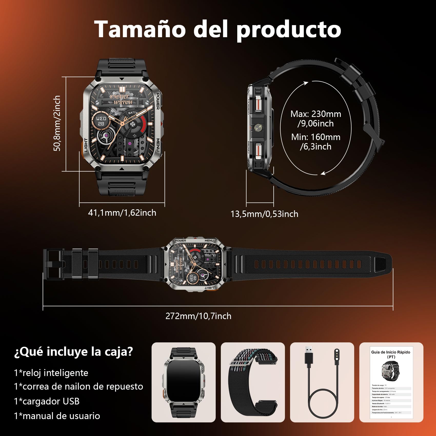 Blackview Reloj Inteligente Hombre Militar - Linterna y Brújula, 2.01"Smartwatch Hombre con 100+ Modos Deportivos, Llamadas Bluetooth/Notificación, Pulsómetro/Oxímetro/Sueño, Pulsera Actividad, Negro